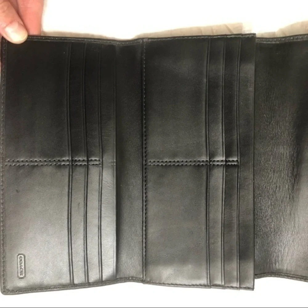 Coach black leather soho checkbook wallet